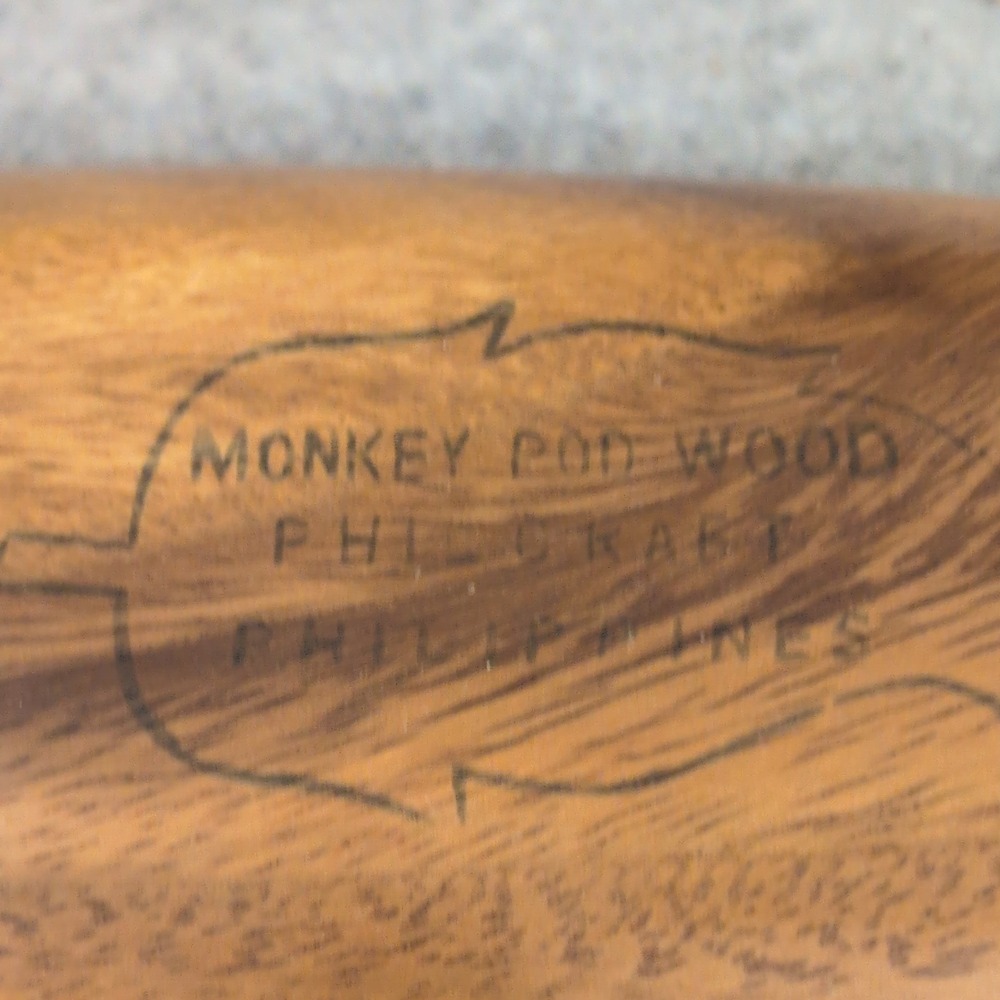 Philcraft Monkey Pod Wood Leaf Tray Hand Carved Philippines Brown - Picture 6 of 7